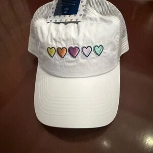 Roller Rabbit x Target:  White Trucker Hat with Rainbow Heart Embroidery
